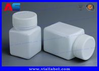 Άσπρα 50ml της PET πλαστικά μπουκάλια χαπιών φαρμακείων με την τετραγωνική μορφή κεφαλής κοχλίου