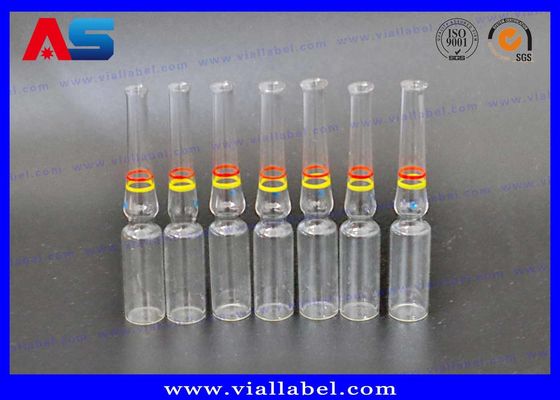 Διαφανές διαφανές χρωματικό γυαλί 1 ml / 3 ml / 5 ml Ampoule με διακοσμημένα δαχτυλίδια