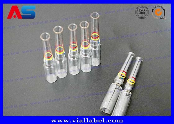 Διαφανές διαφανές χρωματικό γυαλί 1 ml / 3 ml / 5 ml Ampoule με διακοσμημένα δαχτυλίδια