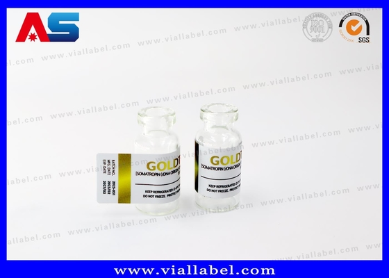 Ισχυρά αυτοκόλλητα φιαλιδίων 10ml με εκτύπωση χρυσού φύλλου για ενέσιμα λυοφιλοποιημένα πεπτίδια