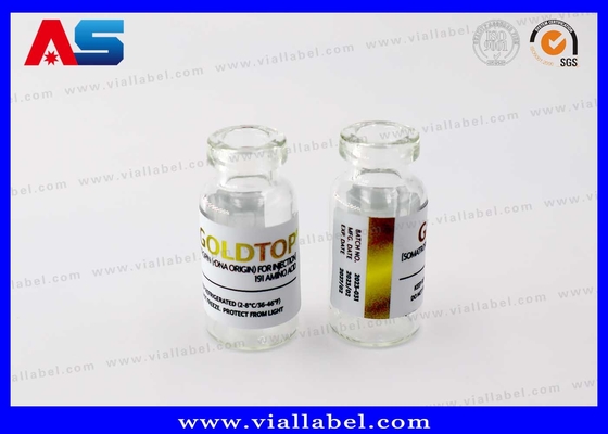 Ισχυρά αυτοκόλλητα φιαλιδίων 10ml με εκτύπωση χρυσού φύλλου για ενέσιμα λυοφιλοποιημένα πεπτίδια