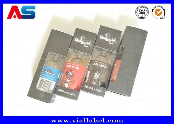 Κουτιά εκτύπωσης e-υγρού 30ml, προσαρμοσμένα μικρά κουτιά συσκευασίας με διαφανές παράθυρο, δωρεάν σχεδιασμός, μαύρο ματ φινίρισμα