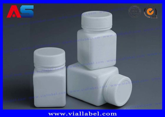 Φαρμακείο PET Λευκά μπουκάλια πλαστικών χαπιών 50 ml με καπάκι με βίδα, τετραγωνικό σχήμα, ευαίσθητη στην πίεση σφραγίδα