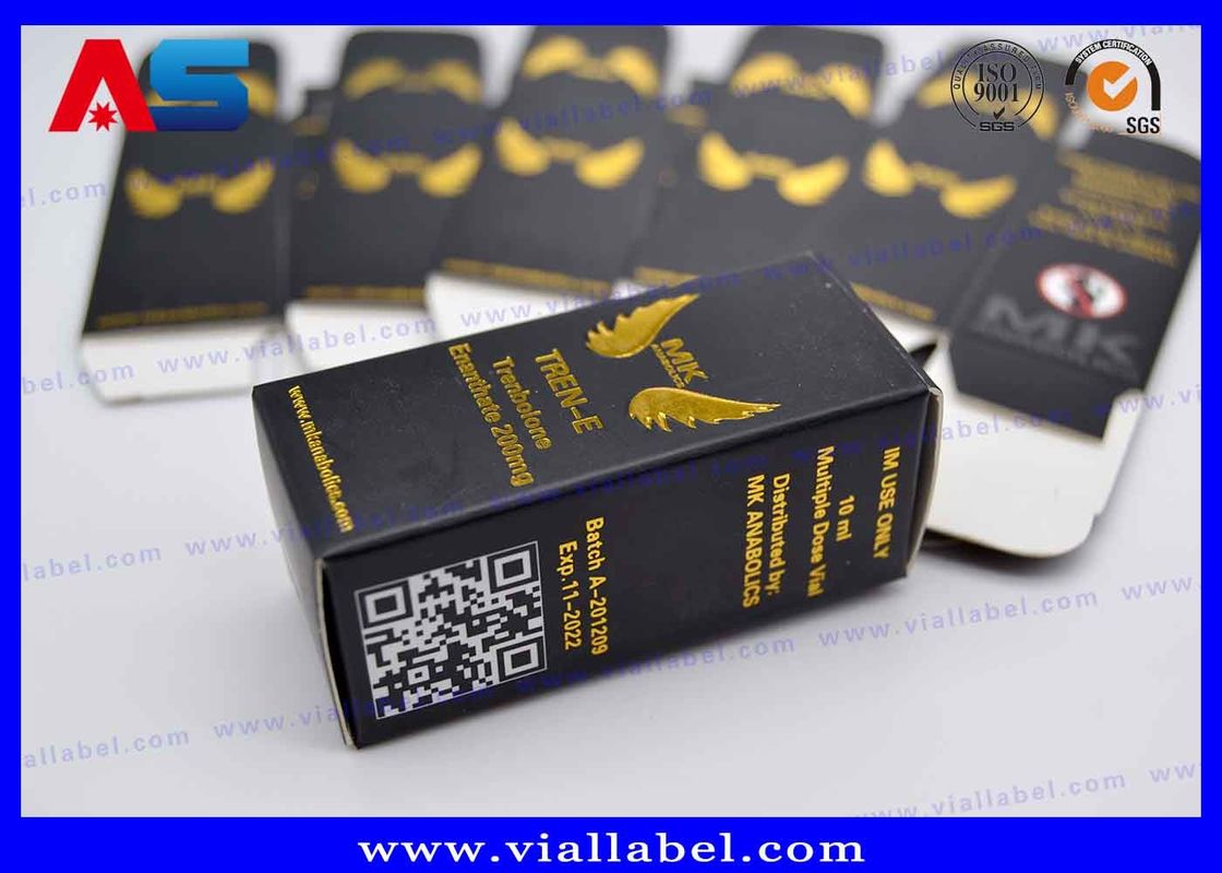 MK Φαρμακευτική 10 ml μπουκάλια κουτιά με χρυσό φύλλο ανάγλυφο λογότυπο κουτιά για μικρά φιαλίδια